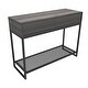 preview thumbnail 5 of 4, Rusitc Wooden Console Table,2-Tier Side Table with 2 Drawers and 1 Open Storage Shelf