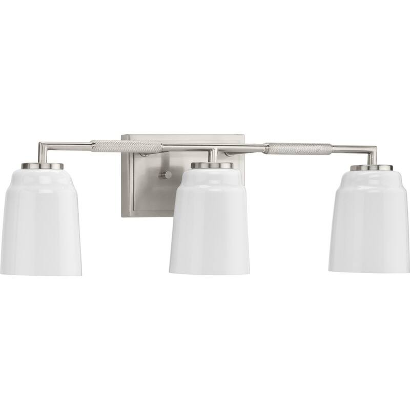 Spenser Collection Three-Light Brushed Nickel Industrial Vanity Light - 23.37 in x 5.5 in x 7.62 in