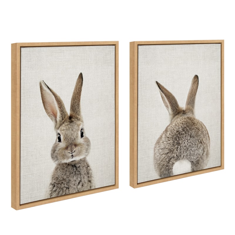 Kate and Laurel Sylvie Bunny Framed Canvas By Amy Peterson - Natural