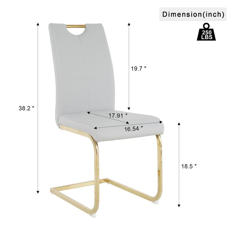 Modern Set of 4 Dining Chairs with Leather Cushioned Seat, Chrome Metal Legs, for Dining Room, Living Room, and Bedroom
