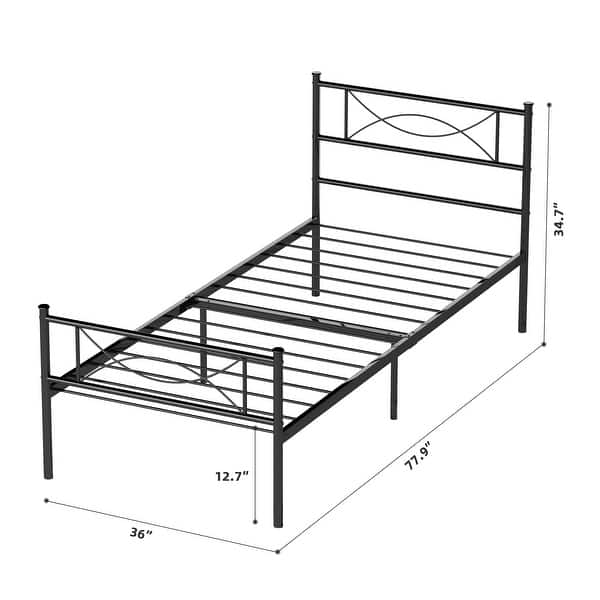 Yoneston Easy-to-assemble Metal Twin Platform Bed Frame with Under-bed Storage