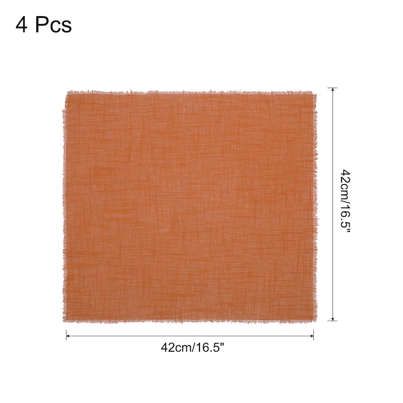 4pcs Cloth Napkins 16.5x16.5 Inches Cotton Linen Napkins with Fringe - Orange