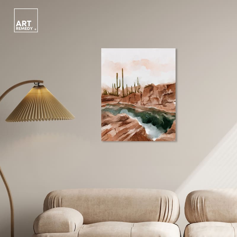 Art Remedy Hot Springs In June Gallery Wrapped Landscape 1 Piece Canvas Wall Art Watercolor Style