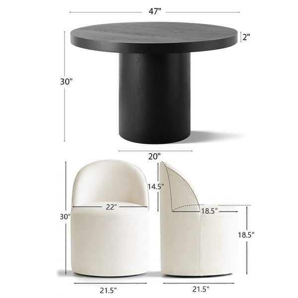 dimension image slide 2 of 3, Modern 5-Piece Round Dining Set