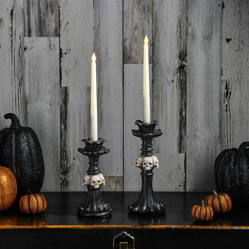 8.5-10.5" Resin skull Candle Hoder Set of 2
