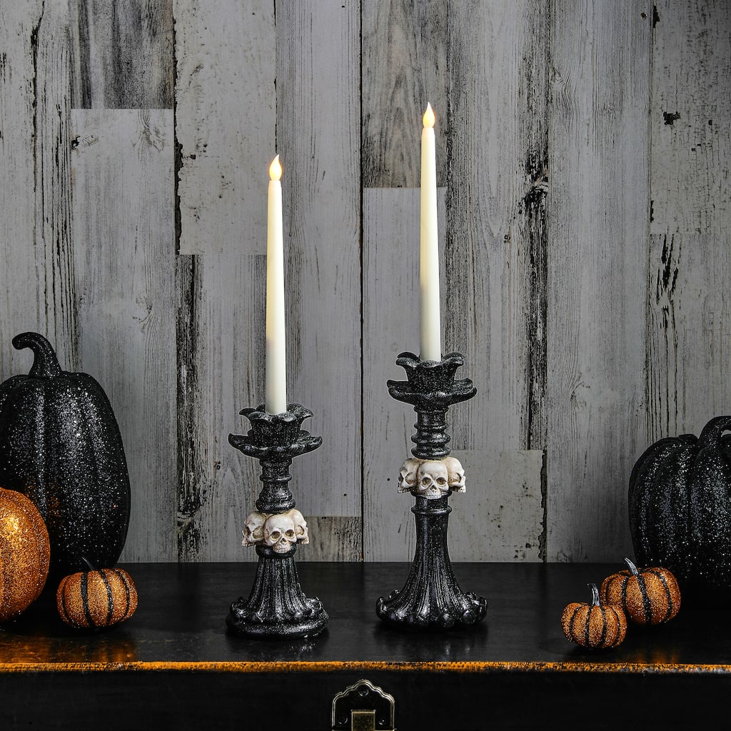 8.5-10.5" Resin skull Candle Hoder Set of 2