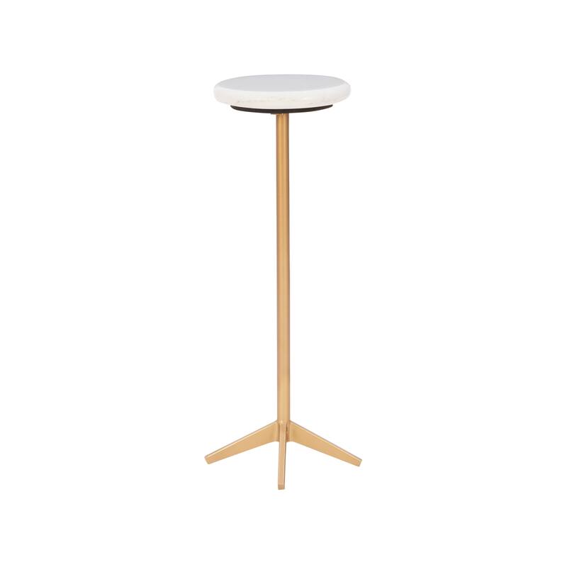 Linon Emily White Marble Glam Drink End Table