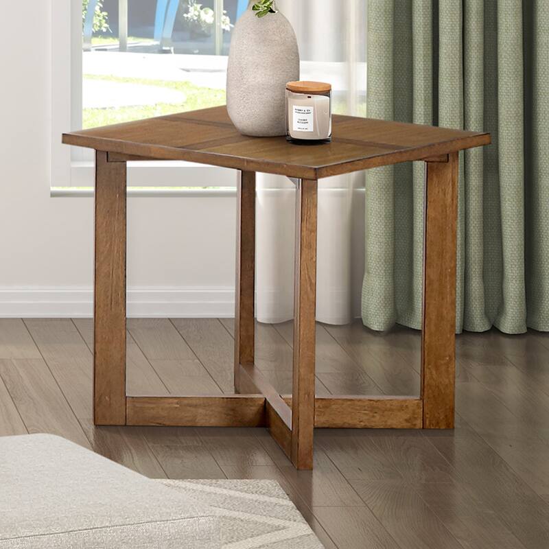 Murray 24" Transitional Square Wood Cross-Patterned End Table