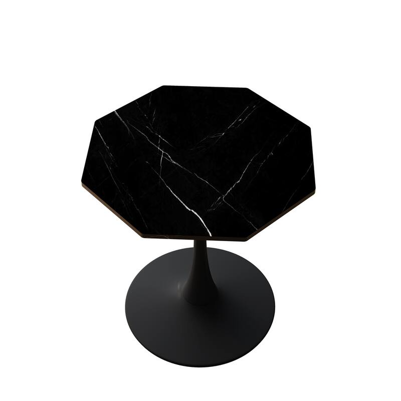 31.50"Modern Octagonal Coffee Table with MDF Table Top,Metal Base