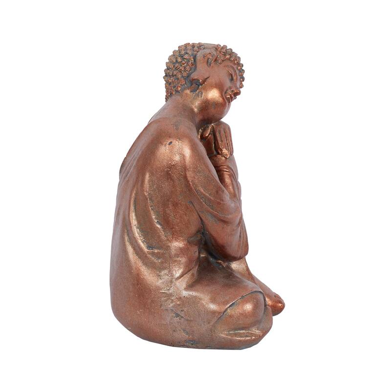Bronze Polystone Bohemian Sculpture Buddha (Set of 2)