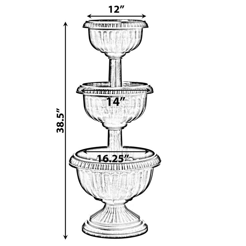 Garden Triple Stacked Flower Bowl Urn Tier Planter Decoration