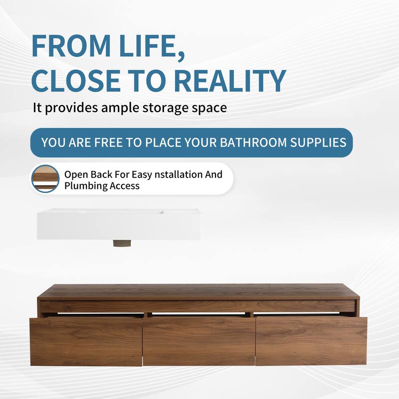 ARTCHIRLY 30/60 Inch Bathroom Vanity with Sink, Floating Bathroom Vanity With Soft Close Drawer