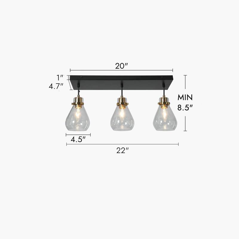 Marsie Modern Ceiling Light 3-light Farmhouse Flush Mount Drop Down Pendant Light Globe Glass