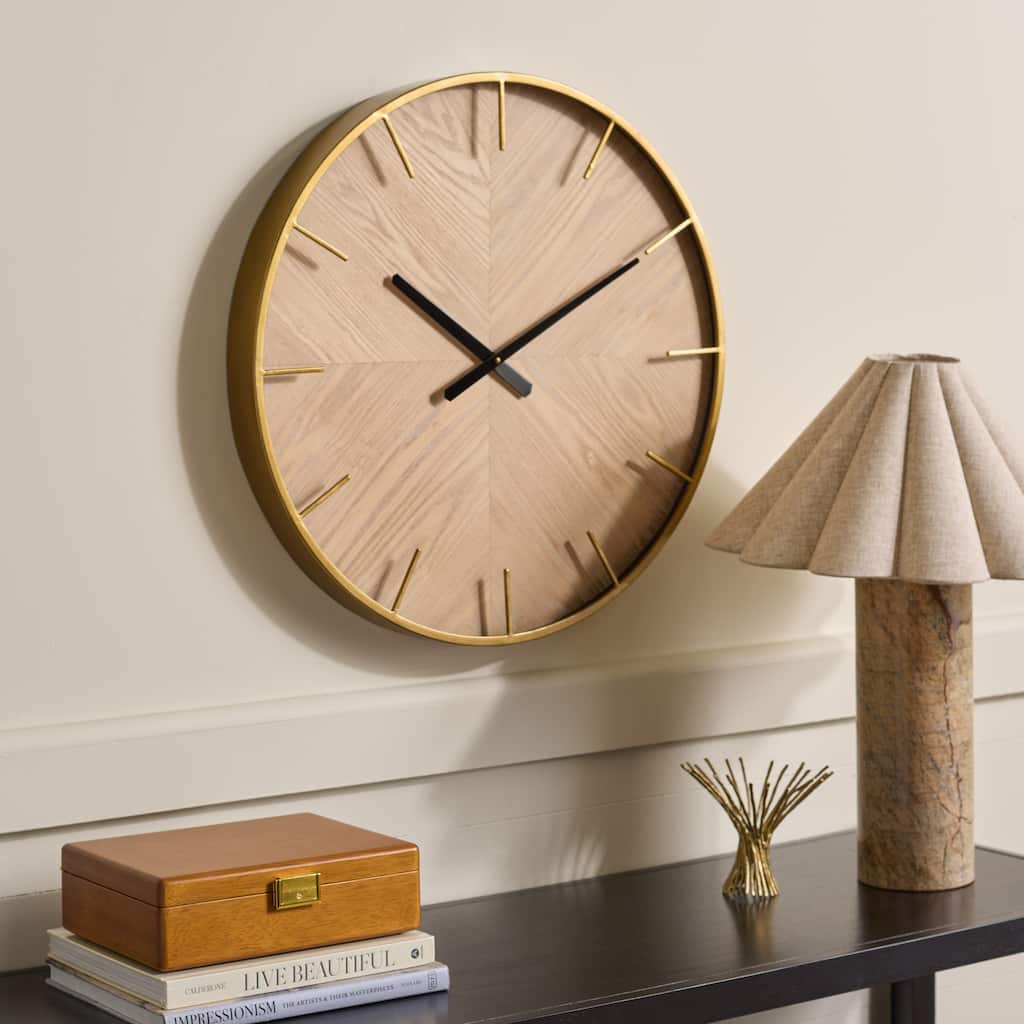 SEI Furniture Macsen Wood And Iron Clock - 24"W x 2"D x 24"H
