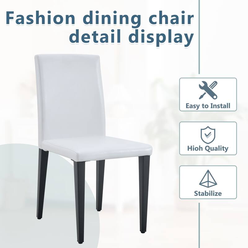 White Dining Chair Leather Chair Side Chair Office Chair Dressing Chair Set of 2 with Ergonomic Backrest