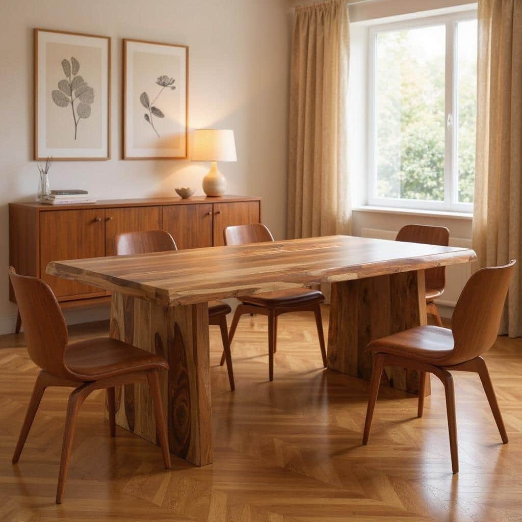 HomeRoots 86" Brown Wood Double Pedestal Live Edge Dining Table - 86.00 in. x 30.00 in. x 40.00 in.