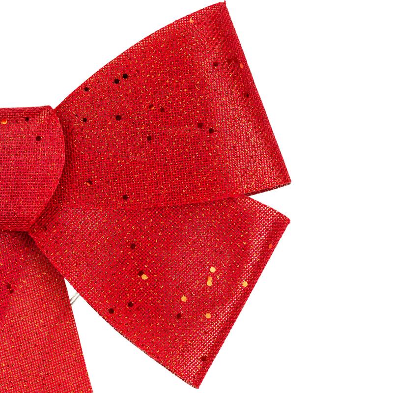 16" LED Lighted Glitter Burlap Bow Christmas Decoration with Color Changing Lights