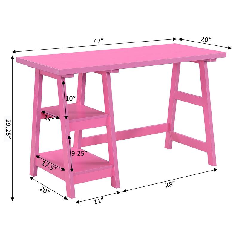 Convenience Concepts Designs2Go Trestle Desk with Shelves
