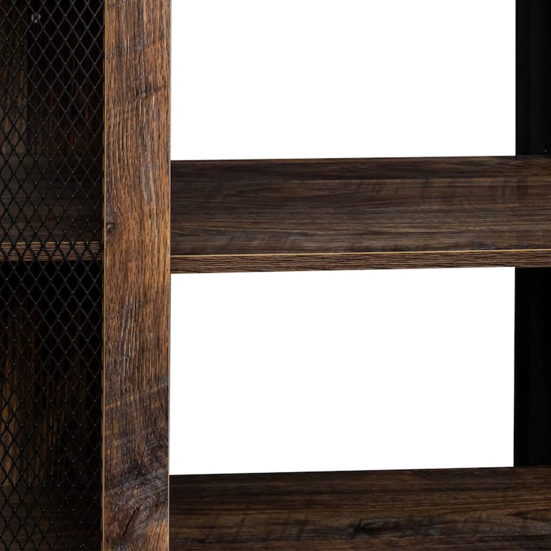 80" TV Stand, Modern Industrial Entertainment Center with Metal and Wood Shelving - Ideal for Farmhouse & Living Rooms