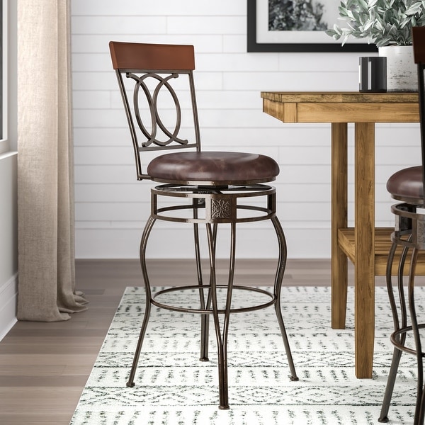 Linon Circle of Life Counter Stool with Brown PVC. Opens flyout.
