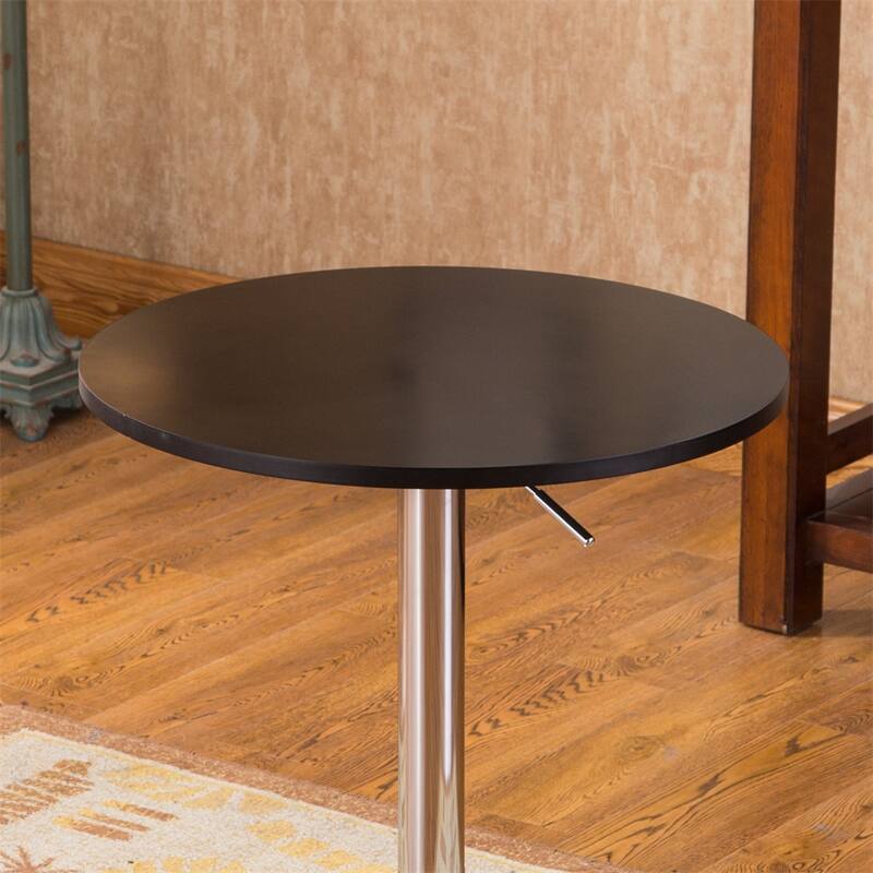 Adjustable Wood and Metal Bar Table in Black