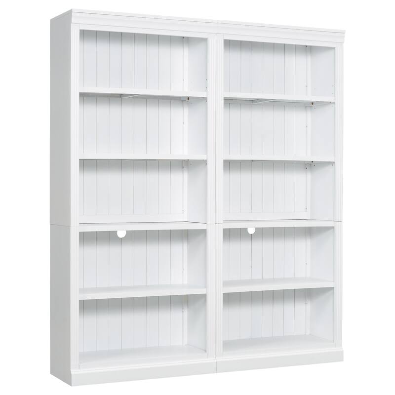 Merax Modern Tall Wood Bookcase with LED Light Strips and Adjustable Shelves