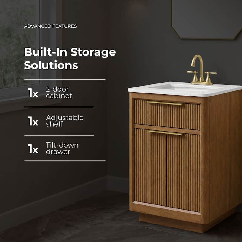 Xander Bathroom Vanity with White Engineered Stone Top