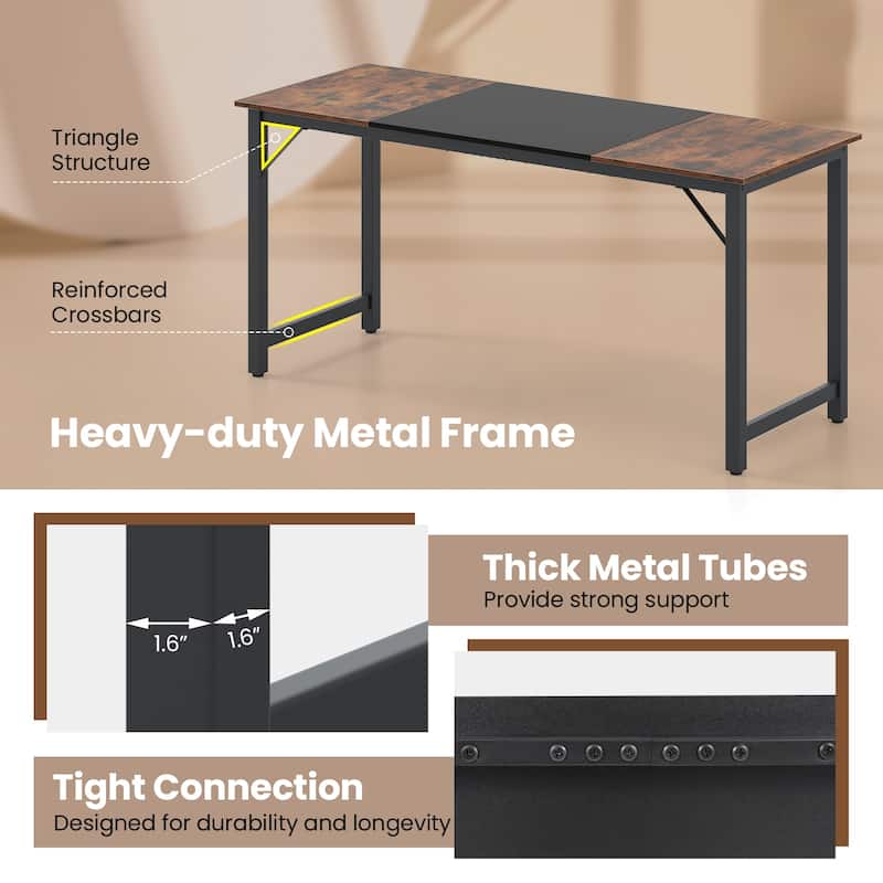 Gymax 63'' Computer Desk Modern Industrial Office Desk w/ Metal Frame