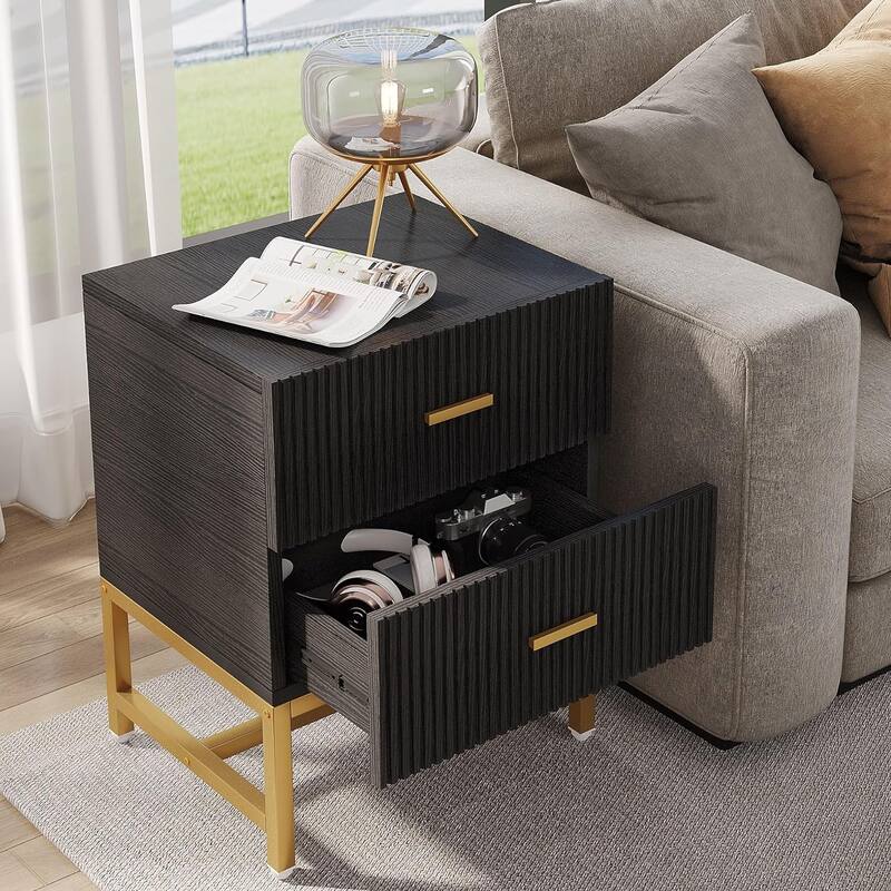 2-Drawer Nightstand Bed Side Table Storage End Table Side Table