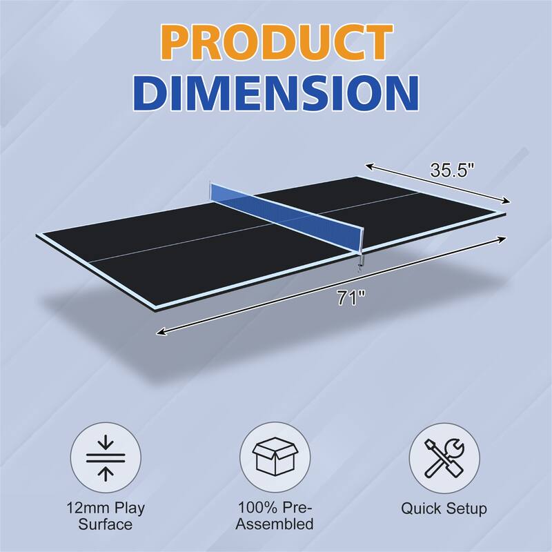 6*3ft Mid-Size Ping Pong Conversion Top Foldable,Table Tennis Table Top
