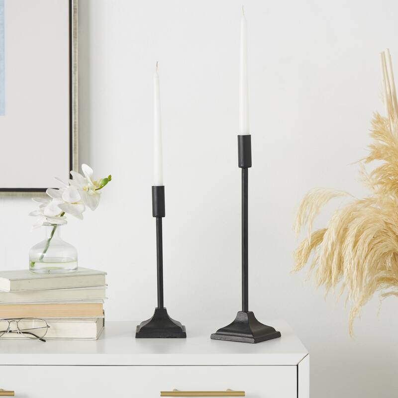 Metal Turned Style Decorative Candle Holder with Tapered Bases - Set of 3 Black - Roche River Decor