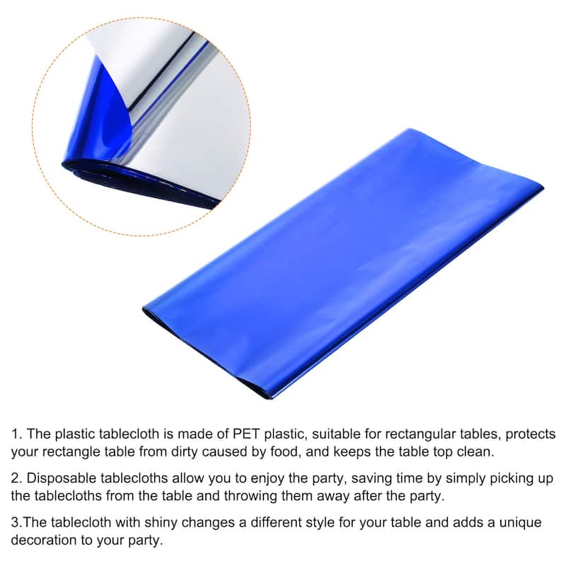 2 Pack Disposable Plastic Tablecloths 54x108" Shiny Table Covers