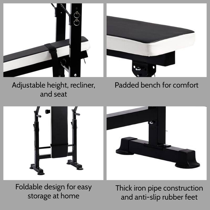 BalanceFrom Fitness Adjustable Strength Training Workout Station, Black & White - 35