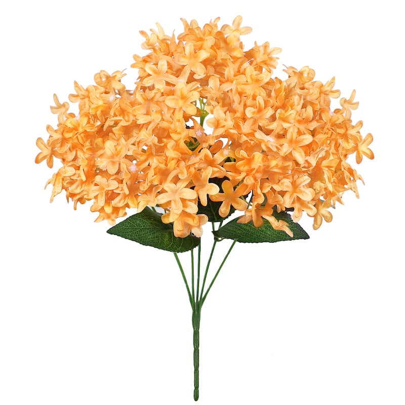 Set of 2 Orange Artificial Star Hydrangea Flower Stem Bush Bouquet 18in - 18" L x 12" W x 12" DP