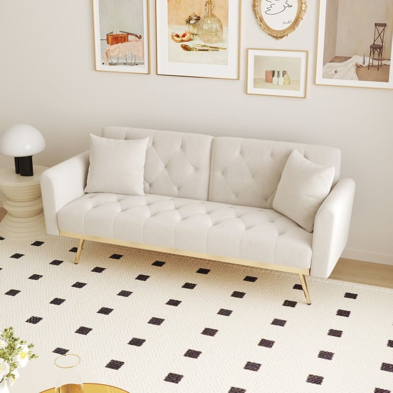68.30" Velvet double sofa bed in five stylish colors