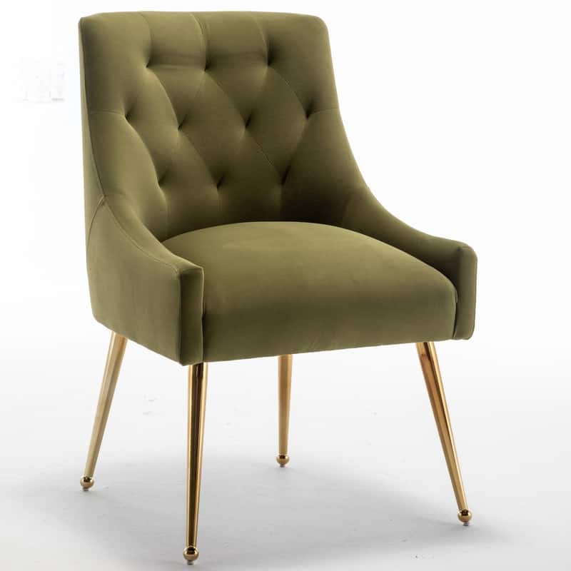 SEYNAR Modern Dining Chairs Set of 6, Velvet Accent Chair Tufted Back Armless Chair with Back Pull