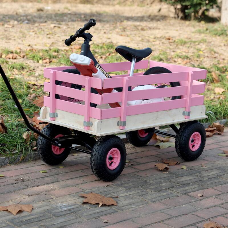 Fresh blue wooden household trolley for children's toy transportation/garden tool cart/outdoor portable trolley