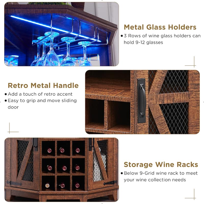 Farmhouse Corner Bar Storage Cabinet, Wine Bar Cabinet, Bar Cabinet