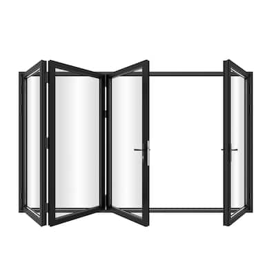 KaMic 120" x 80" 4-Panel Aluminum Patio Folding Door Right to Left-Outswing