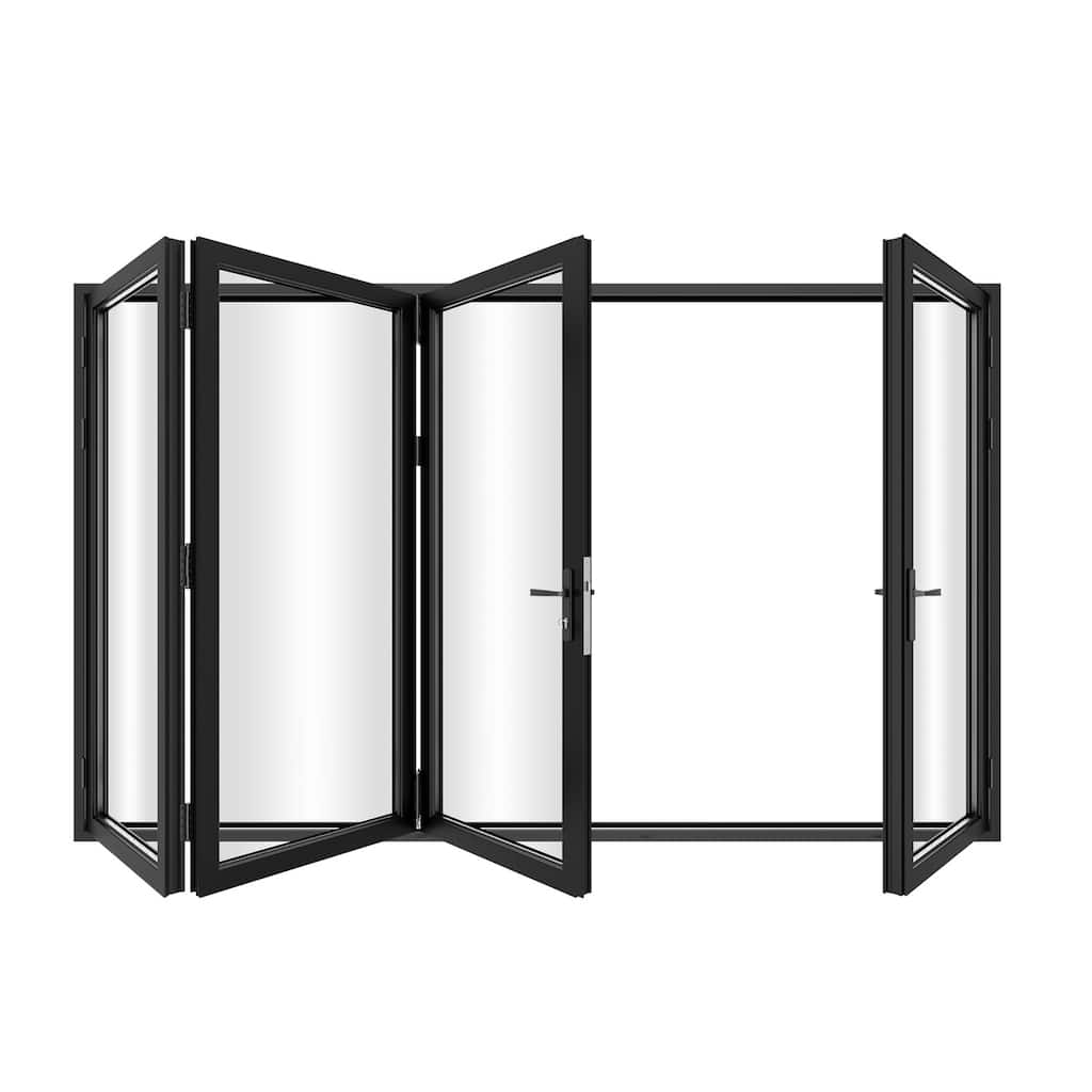 KaMic 120" x 80" 4-Panel Aluminum Patio Folding Door Right to Left-Outswing