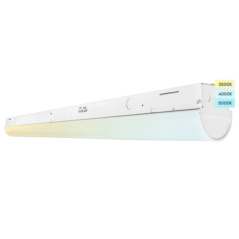 Luxrite 4FT LED Strip Light Fixture, 34W/38W/45W, 5940 Lumens, 3 Color Selectable 3500K-5000K, Dimmable, Damp Rated - 3 Color Options 3500K/4000K/5000K