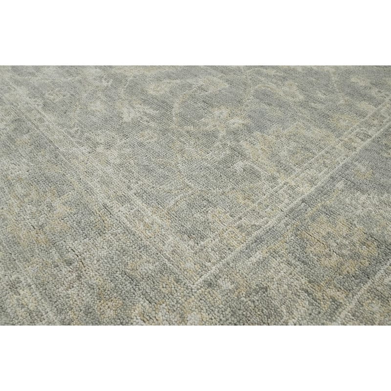 LoomBloom Graphite Traditional Oriental Hand Knotted Wool Rug - 7' 4'' x 9' 9''