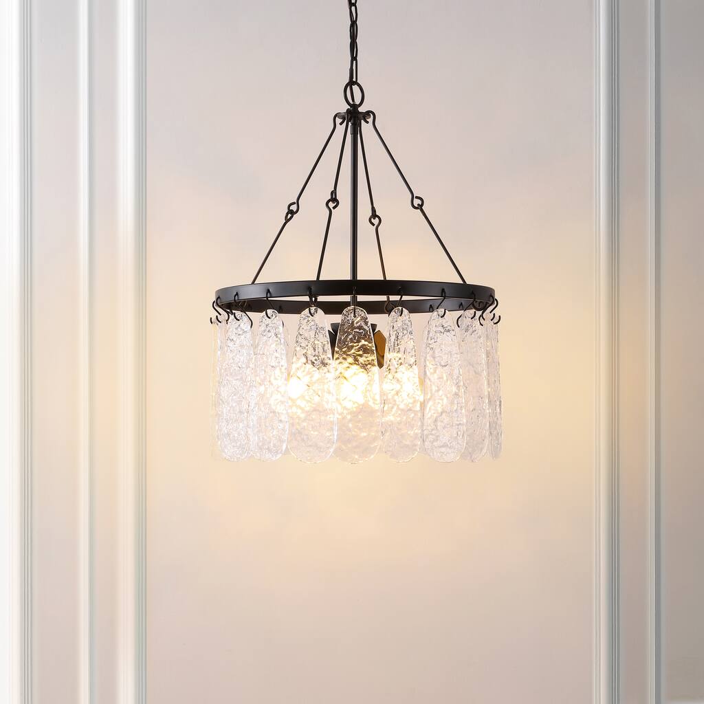 SAFAVIEH Lighting Libby 4-Light 20-inch Chandelier - 19 In. W x 19 In. D x 32-91 In. H - Black/Clear