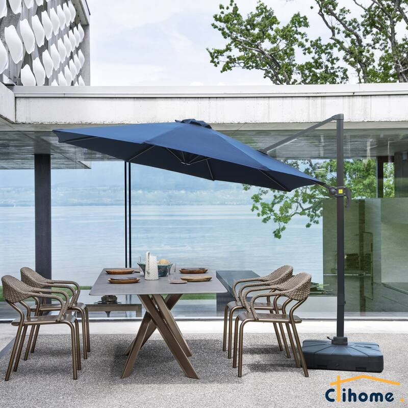 Clihome 11ft Double Top Cantilever Umbrella Rectangular Crank Market Umbrella