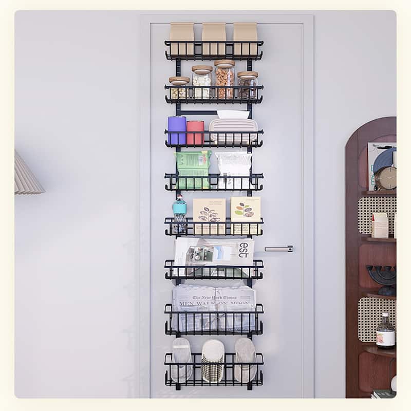 Over The Door Pantry Organizer, 6-Tier 8-Tier Over The Door Organizer with Adjustable Metal Hanging Baskets