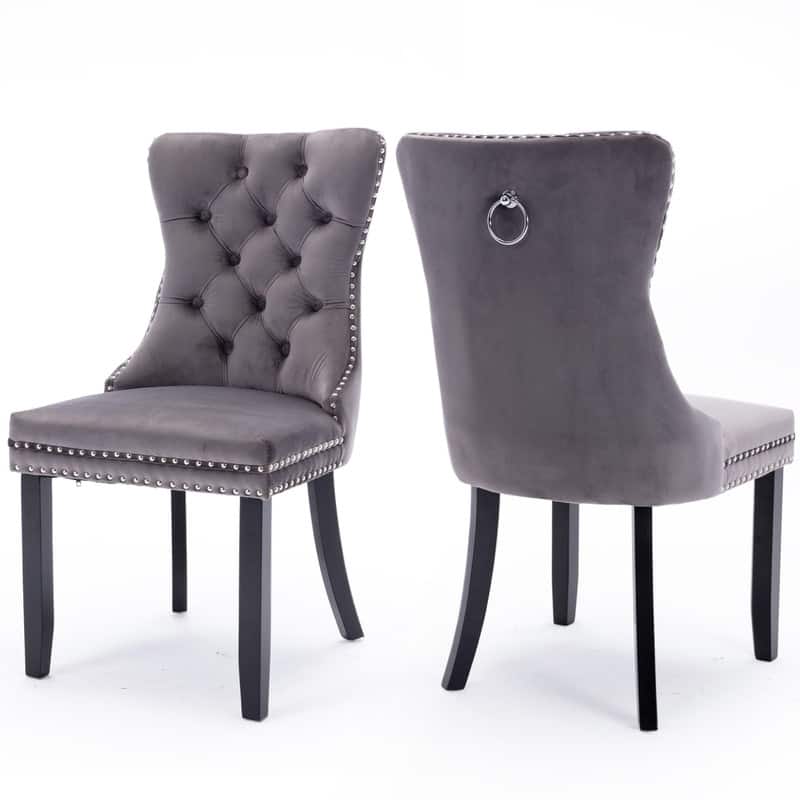 Tufted Naliheads Solid Wood Upholstered Dining Chairs (Set of 2)