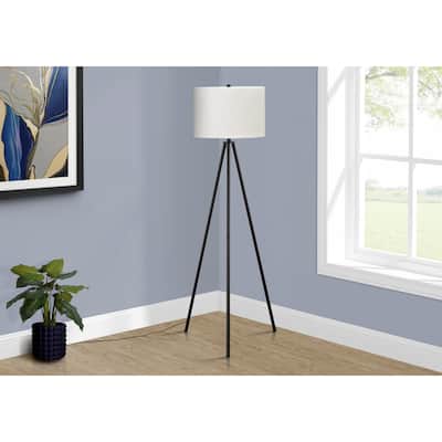 Monarch Specialties Lighting 63"h Floor Lamp Black Metal Ivory / Cream Shade Contemporary - 63 X 24