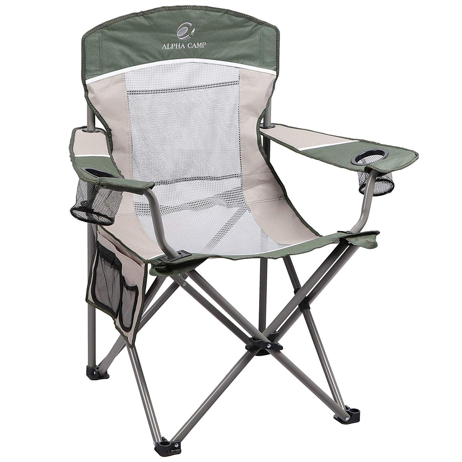 ALPHA CAMP Oversized Mesh Back Camping Folding Chair Heavy Duty Support 350  LBS Collapsible Steel Frame - On Sale - Bed Bath & Beyond - 31117395