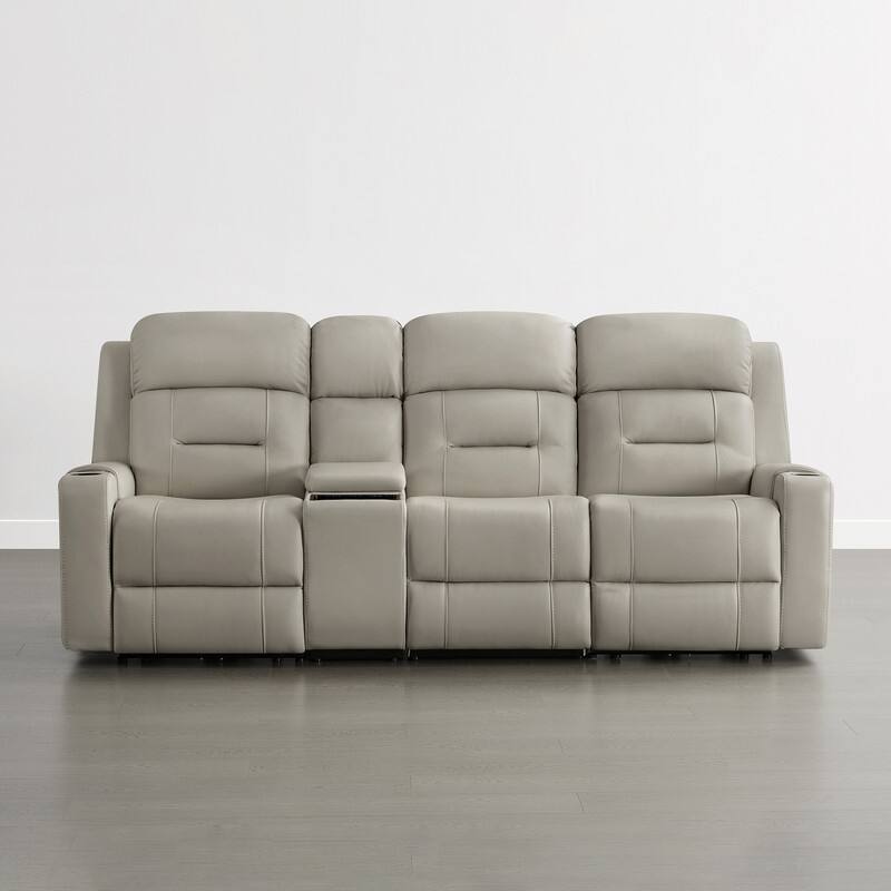 Spruce & Spring Genuine Leather Power Reclining Sofa with Wireless Charging