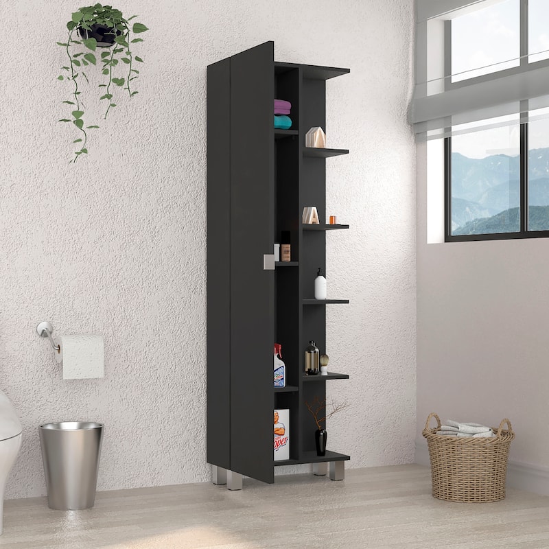 Corner Cabinet, Five Open Shelves, Single Door